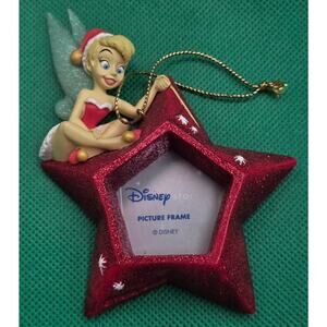 Disney Tinkerbell Fairy Santa Ornament Star Mini Picture Frame Red Peter‎ Pan